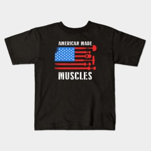 American Made Muscles - Stronger Everyday American Workout Bodybuilding Gym Athletic Powerlifting Weightlifting Apparel Kids T-Shirt